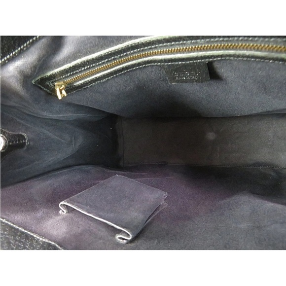 Gucci Black Patterned Handbag with Gold Details - Picture 8 of 14